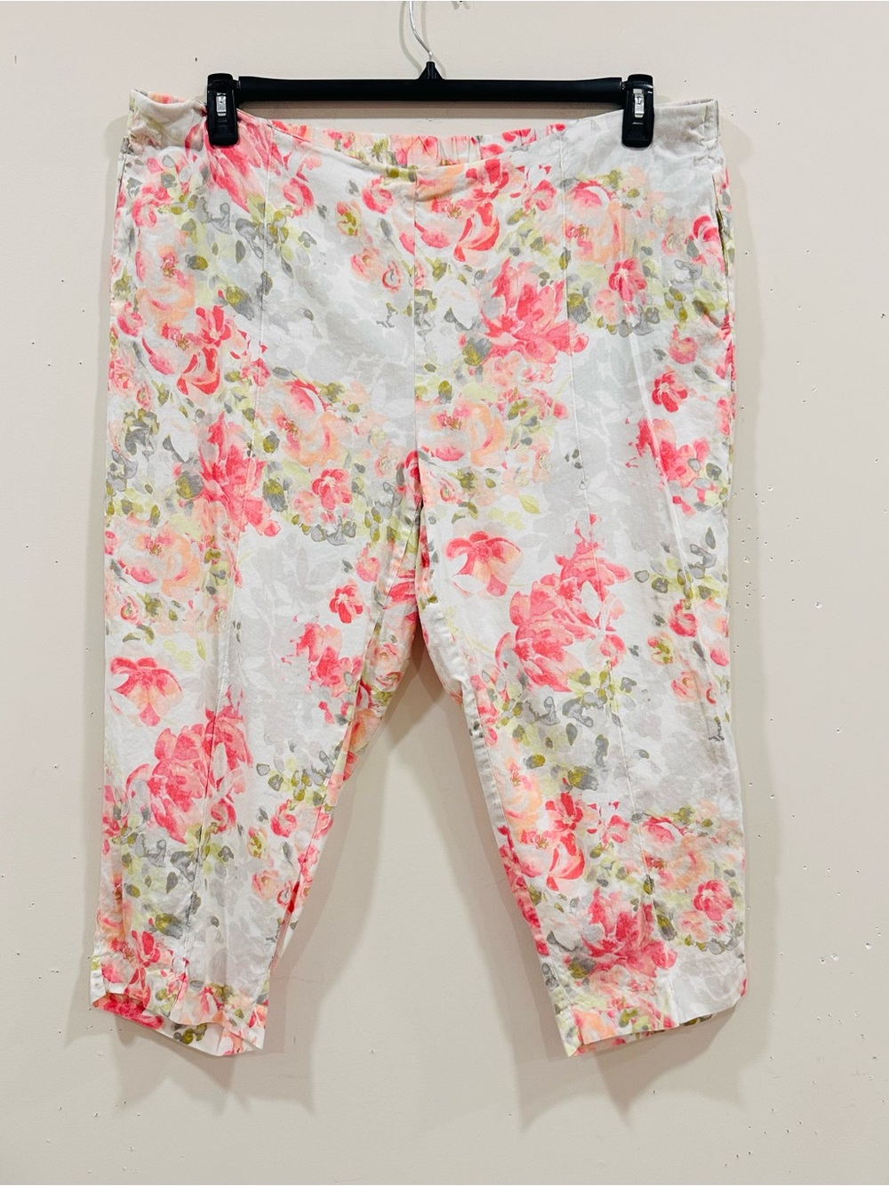 J. Jill Pants Linen Blend Floral Cropped Ankle Stretch Women's Size 3X